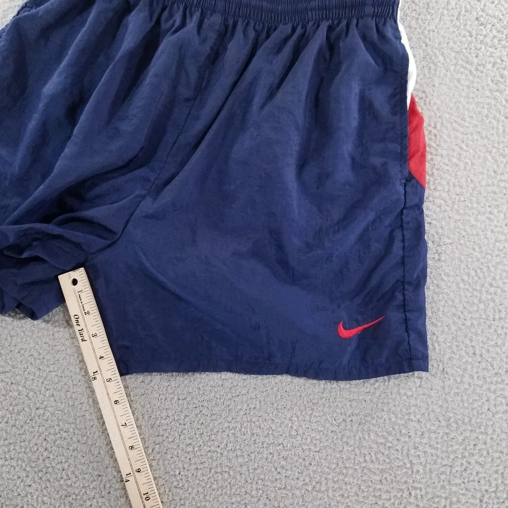 Vtg Nike Swim Trunks Mens XL Red White Blue Big Swoosh Logo 90s Shorts Nylon Y2K